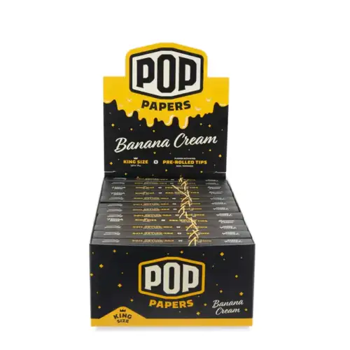 POP Papers King Size Rolling Papers w/ Flavor Filter Tips - Banana Cream