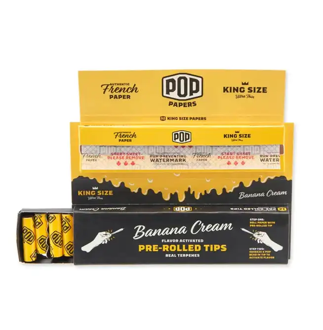 POP Papers King Size Rolling Papers w/ Flavor Filter Tips - Banana Cream - Image 3