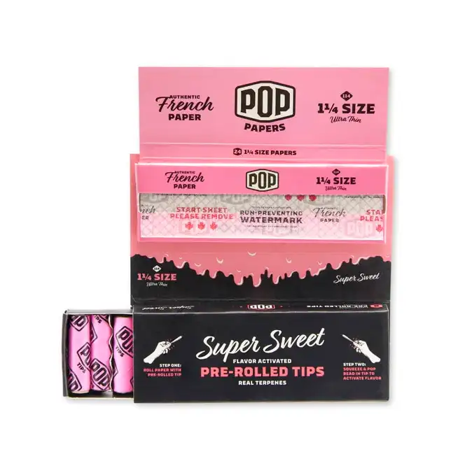 POP Papers 1 1/4" Rolling Papers w/ Flavor Filter Tips - Super Sweet - Image 3