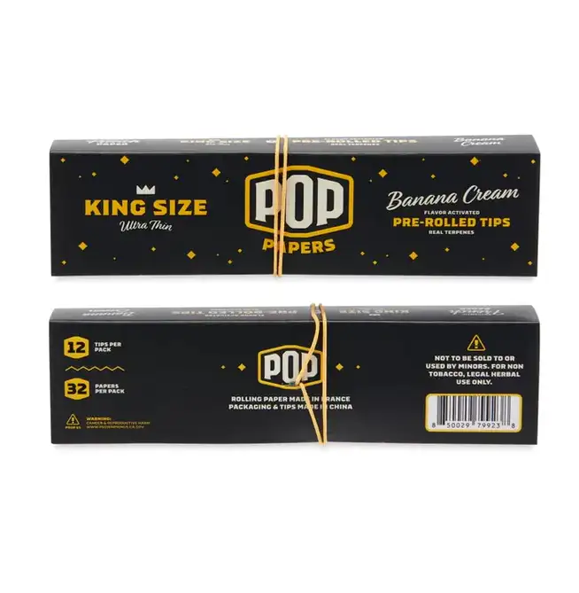 POP Papers King Size Rolling Papers w/ Flavor Filter Tips - Banana Cream - Image 2